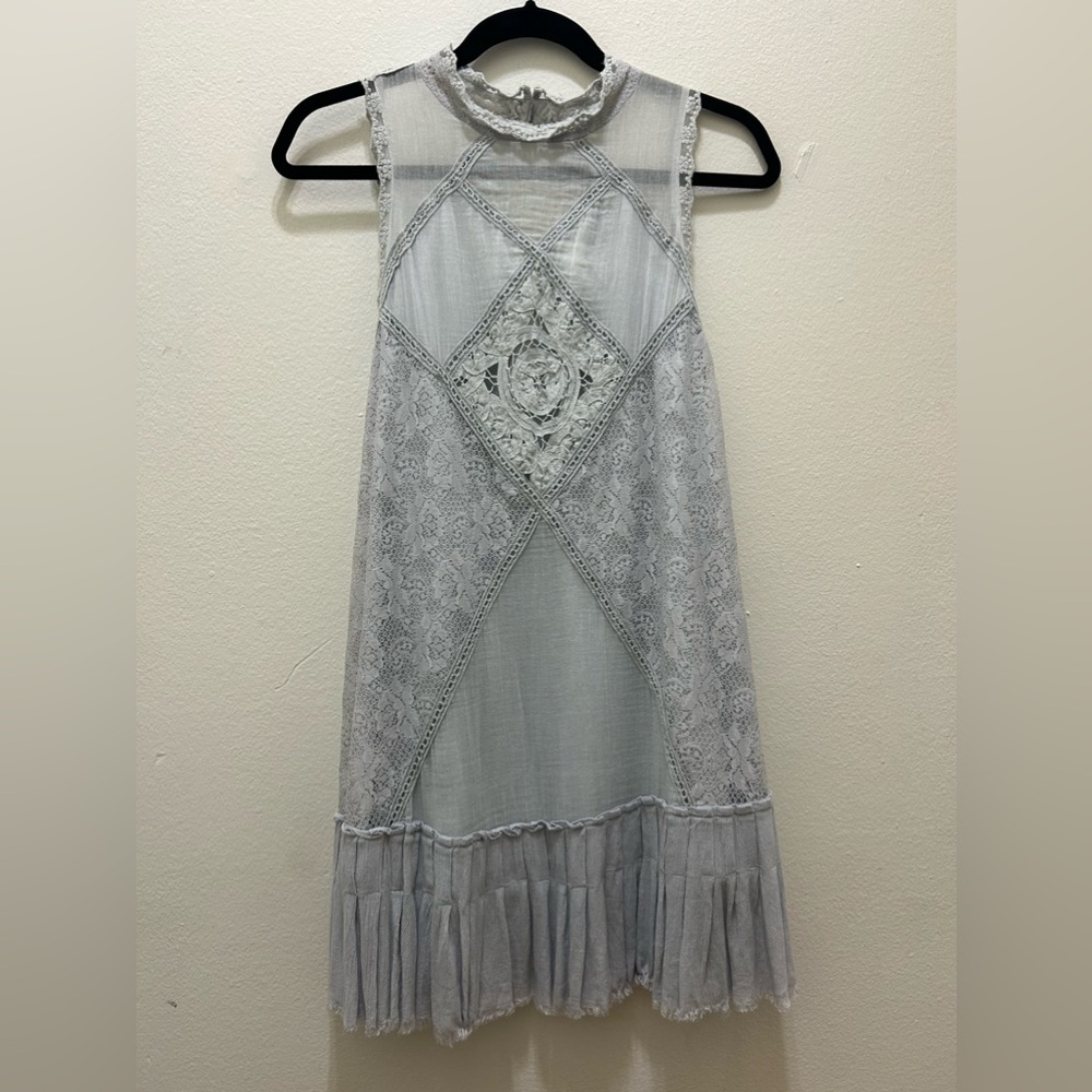 FREE PEOPLE FP ONE ANGEL LACE LIGHT BLUE LACE DRESS - S